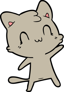 Bir insan tarafından çizilmiş mutlu bir kedi.