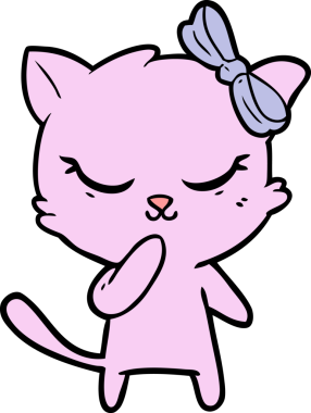 Bir insan tarafından çizilmiş sevimli çizgi film kedisi.