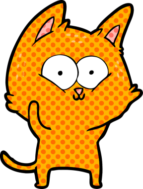 Bir insan tarafından çizilmiş çizgi film kedisi.