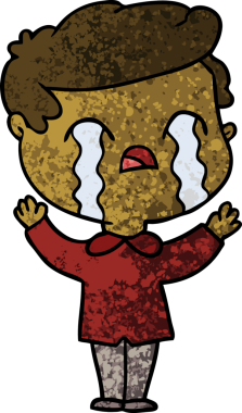 Bir insan tarafından çizilmiş ağlayan çizgi film adamı.