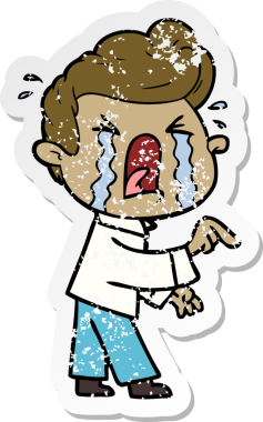 Bir insan tarafından çizilmiş ağlayan bir karikatür çıkartması.