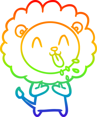 gökkuşağı gradyanı çizimi bir insan tarafından çizilmiş mutlu bir karikatür aslanı