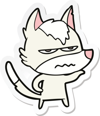 Bir insan tarafından çizilmiş kızgın bir kurdun çıkartması.