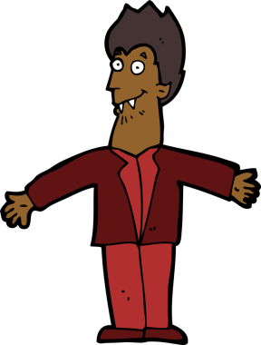 Bir insan tarafından çizilmiş vampir adam çizgi filmi.