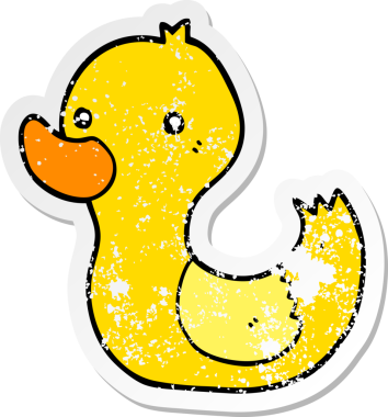 Bir insan tarafından çizilmiş bir ördeğin sıkıntılı çıkartması.