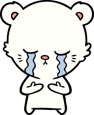 Bir insan tarafından çizilmiş üzgün küçük kutup ayısı çizgi filmi.