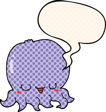 Bir insan tarafından çizilmiş çizgi roman tarzında konuşma balonu olan denizanası çizgi filmi.