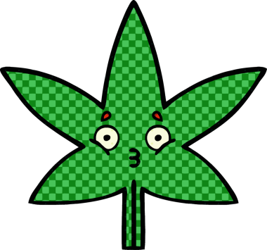 Bir insan tarafından çizilmiş marihuana yaprağının karikatürü.