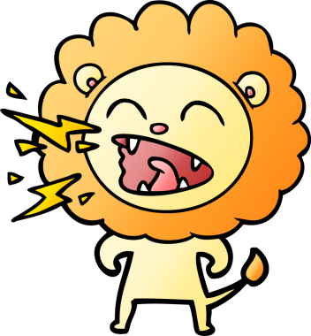 Bir insan tarafından çizilmiş kükreyen aslan çizgi filmi.