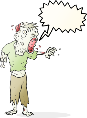 Bir insan tarafından çizilmiş serbest konuşma balonu çizgi filmi zombisi