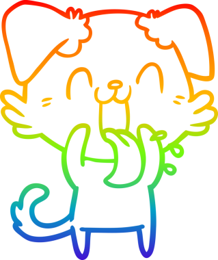 Gökkuşağı gradyan çizgi çizimi Bir insan tarafından çizilmiş nefes nefese bir köpek