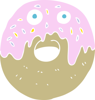 Bir insan tarafından çizilmiş donutun düz renk çizimi