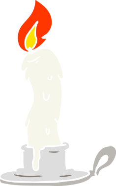 Bir insan tarafından çizilmiş düz renkli çizgi film mumu