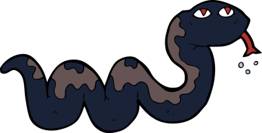 Bir insan tarafından çizilmiş çizgi film yılanı.