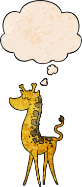 bir insan tarafından çizilmiş grunge desenli düşünce baloncuğu olan çizgi film zürafası