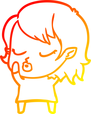 Bir insan tarafından çizilmiş sevimli bir vampir kız çizgi çizimi.