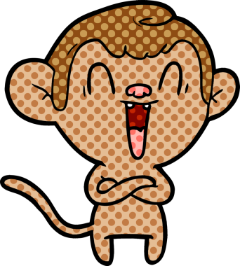 Bir insan tarafından çizilmiş gülen maymun çizgi filmi