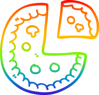 gökkuşağı gradyan çizgi çizimi bir insan tarafından çizilmiş bir pizza