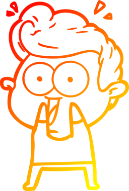 Bir insan tarafından çizilmiş, heyecanlı bir çizgi film çizimi.