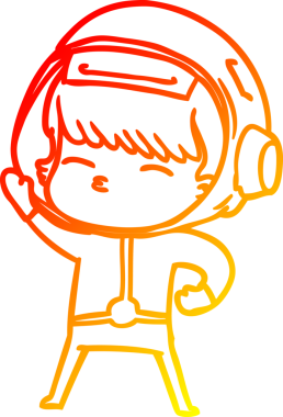 Bir insan tarafından çizilen çizgi film astronotunun sıcak çizgi çizimi