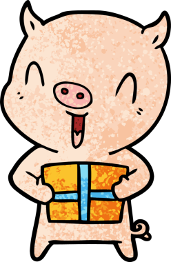 Bir insan tarafından çizilmiş mutlu çizgi film domuzu.