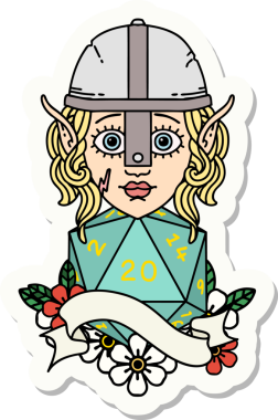 Bir insan tarafından çizilmiş 20 zarlı bir elf savaşçısı çıkartması.