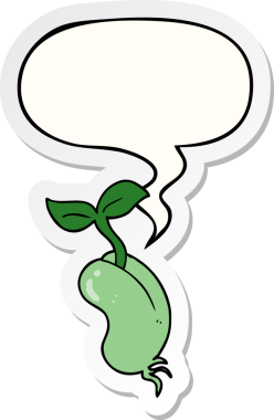 bir insan tarafından çizilmiş konuşma kabarcığı etiketli filizlenen çizgi film tohumu