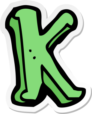 Bir insan tarafından çizilmiş K harfli bir karikatür çıkartması.