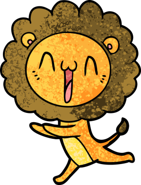 Bir insan tarafından çizilmiş mutlu çizgi film aslanı.