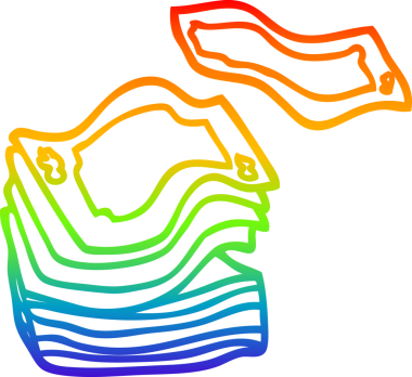 Gökkuşağı gradyan çizgi çizimi Bir insan tarafından çizilen büyük para yığını