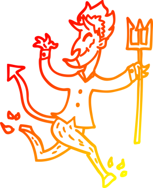 Bir insan tarafından çizilmiş dirgenli bir çizgi şeytan çizimi.