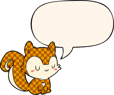 Çizgi roman tarzında konuşan sincap bir insan tarafından çizilmiş.