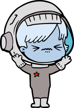 Bir insan tarafından çizilmiş kızgın uzay kızı.