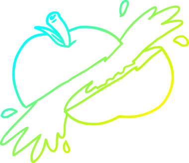 Bir insan tarafından çizilmiş elma karikatürünün soğuk gradyan çizimi