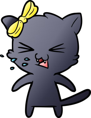 Bir insan tarafından çizilmiş çizgi film kedisi.