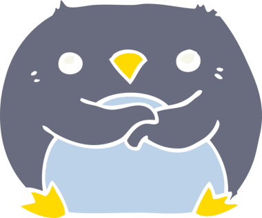 Bir insan tarafından çizilmiş düz renk çizgi film pengueni