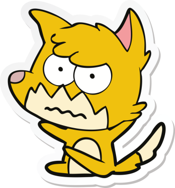 Bir insan tarafından çizilmiş, kızgın tilki çıkartması.