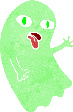 Bir insan tarafından çizilmiş komik çizgi film hayaleti.