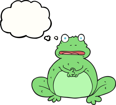 Bir insan tarafından çizilmiş serbest çizim baloncuklu kurbağa.