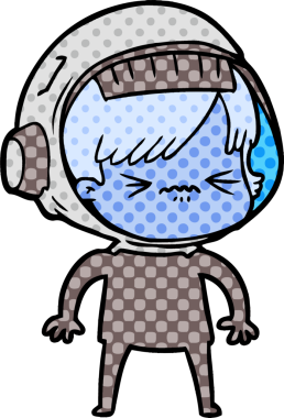 Bir insan tarafından çizilmiş astronot kadın.