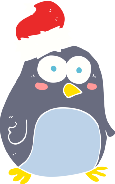 Bir insan tarafından çizilen düz renkli penguen çizimi