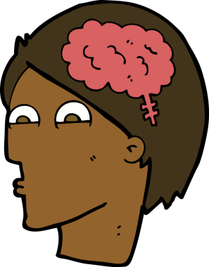 Bir insan tarafından çizilmiş beyin sembollü çizgi film başı