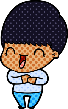 Bir insan tarafından çizilmiş mutlu çizgi film çocuğu.