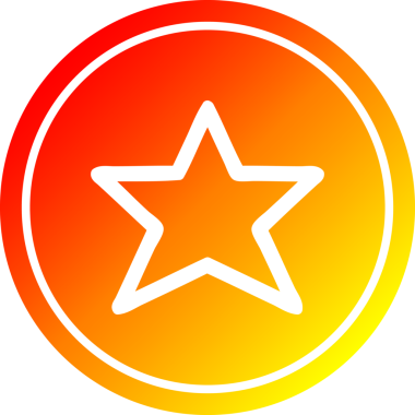 Bir insan tarafından çizilen sıcak gradyan bitiş ile yıldız şekli dairesel simgesi