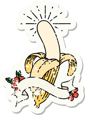 Bir insan tarafından çizilmiş eski bir dövme stili muz.