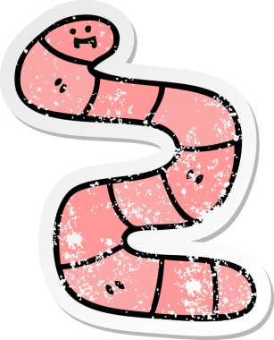 Bir insan tarafından çizilmiş garip bir el çizimi solucanın sıkıntılı çıkartması.