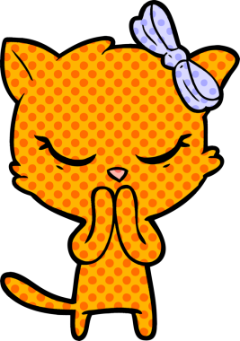 Bir insan tarafından çizilmiş sevimli çizgi film kedisi.