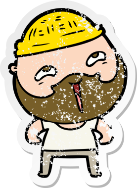 Bir insan tarafından çizilmiş mutlu sakallı bir adamın sıkıntılı çıkartması.