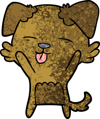 Bir insan tarafından çizilmiş bir çizgi film köpeği.