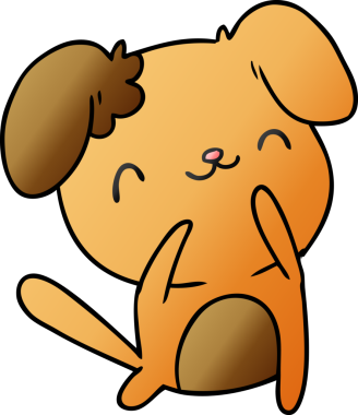 bir insan tarafından çizilmiş sevimli bir köpeğin gradyan çizimi kawaii